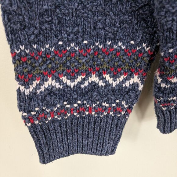 Pullover Sweater Mens L Blue Vintage 90s Embroider Snow Dad Cabin Ski Holiday - Picture 3 of 11